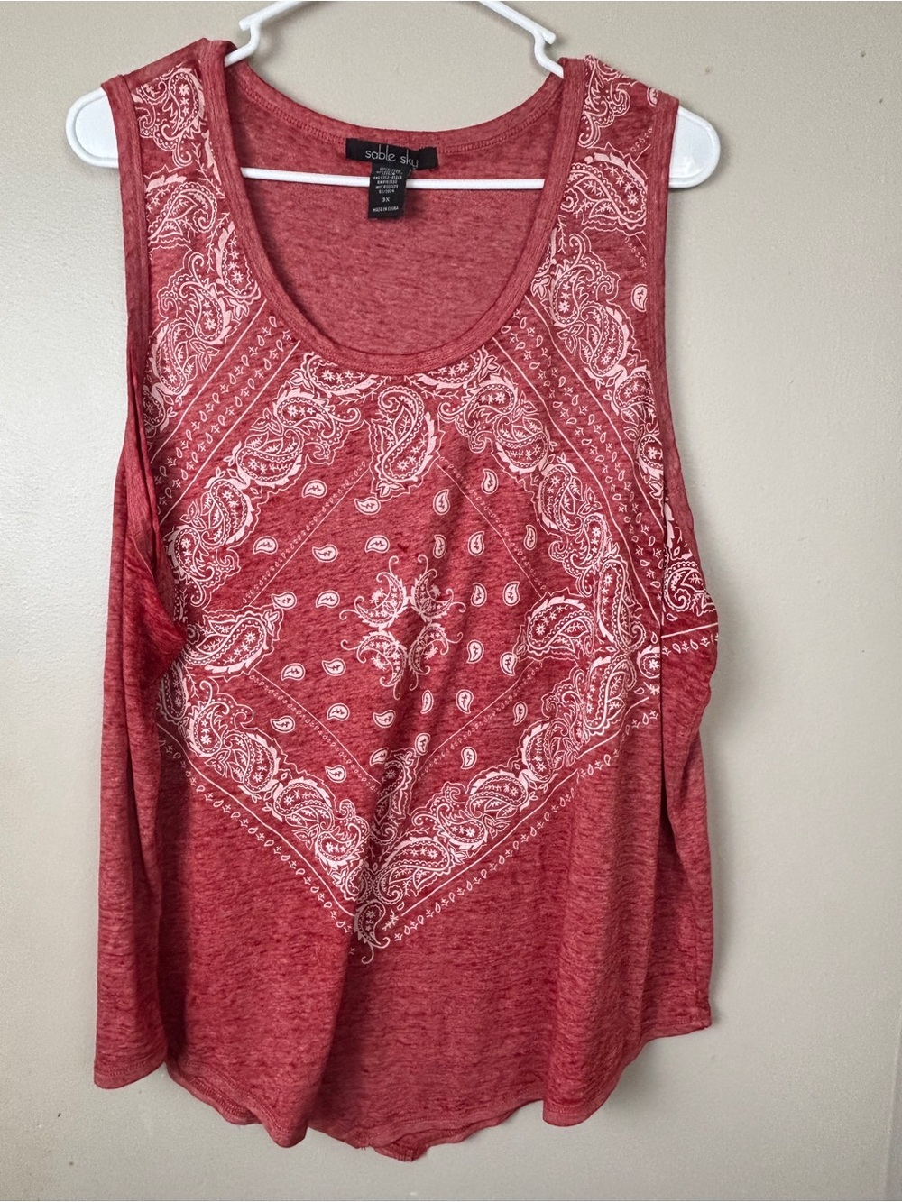 Women's Red Paisley Scoop Neck Tank